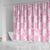 Pink Palaka Japanese Patterns Shower Curtain Koi Fish Asanoha Sakura Patchwork Stylized - Polynesian Pride