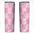 Pink Palaka Japanese Patterns Skinny Tumbler Koi Fish Asanoha Sakura Patchwork Stylized - Polynesian Pride