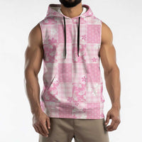 Pink Palaka Japanese Patterns Sleeveless Hoodie Koi Fish Asanoha Sakura Patchwork Stylized LT14 - Polynesian Pride
