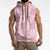 Pink Palaka Japanese Patterns Sleeveless Zip Hoodie Koi Fish Asanoha Sakura Patchwork Stylized - Polynesian Pride