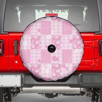Pink Palaka Japanese Patterns Spare Tire Cover Koi Fish Asanoha Sakura Patchwork Stylized - Polynesian Pride