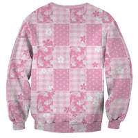 Pink Palaka Japanese Patterns Sweatshirt Koi Fish Asanoha Sakura Patchwork Stylized LT14 - Polynesian Pride