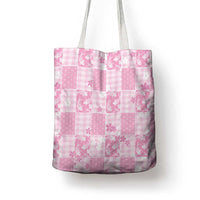 Pink Palaka Japanese Patterns Tote Bag Koi Fish Asanoha Sakura Patchwork Stylized - Polynesian Pride
