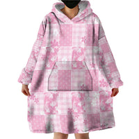 Pink Palaka Japanese Patterns Wearable Blanket Hoodie Koi Fish Asanoha Sakura Patchwork Stylized LT14 - Polynesian Pride
