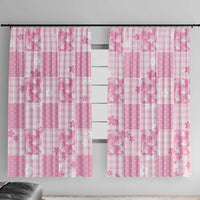 Pink Palaka Japanese Patterns Window Curtain Koi Fish Asanoha Sakura Patchwork Stylized - Polynesian Pride