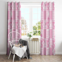 Pink Palaka Japanese Patterns Window Curtain Koi Fish Asanoha Sakura Patchwork Stylized - Polynesian Pride