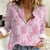 Pink Palaka Japanese Patterns Women Casual Shirt Koi Fish Asanoha Sakura Patchwork Stylized - Polynesian Pride
