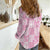 Pink Palaka Japanese Patterns Women Casual Shirt Koi Fish Asanoha Sakura Patchwork Stylized - Polynesian Pride
