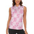 Pink Palaka Japanese Patterns Women Sleeveless Polo Shirt Koi Fish Asanoha Sakura Patchwork Stylized - Polynesian Pride