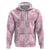 Pink Palaka Japanese Patterns Zip Hoodie Koi Fish Asanoha Sakura Patchwork Stylized - Polynesian Pride