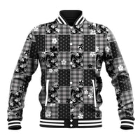 Black Palaka Japanese Patterns Baseball Jacket Koi Fish Asanoha Sakura Patchwork Stylized LT14 Unisex Black - Polynesian Pride