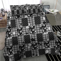 Black Palaka Japanese Patterns Bedding Set Koi Fish Asanoha Sakura Patchwork Stylized - Polynesian Pride