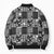 Black Palaka Japanese Patterns Bomber Puffer Jacket Koi Fish Asanoha Sakura Patchwork Stylized - Polynesian Pride