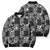 Black Palaka Japanese Patterns Bomber Puffer Jacket Koi Fish Asanoha Sakura Patchwork Stylized - Polynesian Pride