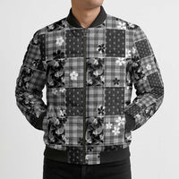 Black Palaka Japanese Patterns Bomber Puffer Jacket Koi Fish Asanoha Sakura Patchwork Stylized LT14 - Polynesian Pride