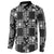 Black Palaka Japanese Patterns Button Sweatshirt Koi Fish Asanoha Sakura Patchwork Stylized - Polynesian Pride