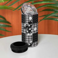 Black Palaka Japanese Patterns 4 in 1 Can Cooler Tumbler Koi Fish Asanoha Sakura Patchwork Stylized - Polynesian Pride