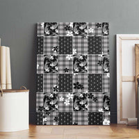 Black Palaka Japanese Patterns Canvas Wall Art Koi Fish Asanoha Sakura Patchwork Stylized LT14 - Polynesian Pride