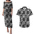 Black Palaka Japanese Patterns Couples Matching Puletasi and Hawaiian Shirt Koi Fish Asanoha Sakura Patchwork Stylized - Polynesian Pride