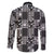 Black Palaka Japanese Patterns Family Matching Off The Shoulder Long Sleeve Dress and Hawaiian Shirt Koi Fish Asanoha Sakura Patchwork Stylized - Polynesian Pride