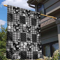 Black Palaka Japanese Patterns Garden Flag Koi Fish Asanoha Sakura Patchwork Stylized - Polynesian Pride