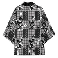 Black Palaka Japanese Patterns Kimono Koi Fish Asanoha Sakura Patchwork Stylized - Polynesian Pride