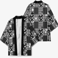 Black Palaka Japanese Patterns Kimono Koi Fish Asanoha Sakura Patchwork Stylized - Polynesian Pride