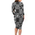 Black Palaka Japanese Patterns Long Sleeve Bodycon Dress Koi Fish Asanoha Sakura Patchwork Stylized - Polynesian Pride