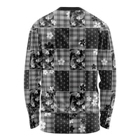 Black Palaka Japanese Patterns Long Sleeve Shirt Koi Fish Asanoha Sakura Patchwork Stylized LT14 - Polynesian Pride