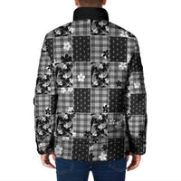 Black Palaka Japanese Patterns Padded Jacket Koi Fish Asanoha Sakura Patchwork Stylized LT14 - Polynesian Pride