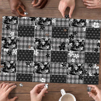 Black Palaka Japanese Patterns Puzzle Koi Fish Asanoha Sakura Patchwork Stylized LT14 - Polynesian Pride