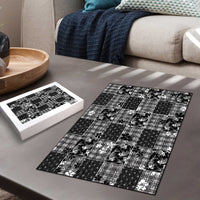 Black Palaka Japanese Patterns Puzzle Koi Fish Asanoha Sakura Patchwork Stylized LT14 - Polynesian Pride