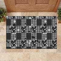 Black Palaka Japanese Patterns Rubber Doormat Koi Fish Asanoha Sakura Patchwork Stylized LT14 Black - Polynesian Pride