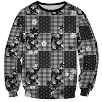 Black Palaka Japanese Patterns Sweatshirt Koi Fish Asanoha Sakura Patchwork Stylized LT14 Unisex Black - Polynesian Pride