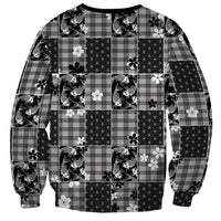 Black Palaka Japanese Patterns Sweatshirt Koi Fish Asanoha Sakura Patchwork Stylized LT14 - Polynesian Pride