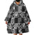 Black Palaka Japanese Patterns Wearable Blanket Hoodie Koi Fish Asanoha Sakura Patchwork Stylized - Polynesian Pride