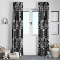 Black Palaka Japanese Patterns Window Curtain Koi Fish Asanoha Sakura Patchwork Stylized - Polynesian Pride