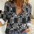 Black Palaka Japanese Patterns Women Casual Shirt Koi Fish Asanoha Sakura Patchwork Stylized - Polynesian Pride