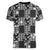 Black Palaka Japanese Patterns Women V-Neck T-Shirt Koi Fish Asanoha Sakura Patchwork Stylized - Polynesian Pride