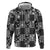 Black Palaka Japanese Patterns Zip Hoodie Koi Fish Asanoha Sakura Patchwork Stylized - Polynesian Pride