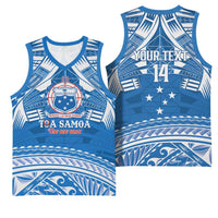 Toa Samoa Rugby Custom Basketball Jersey Uso aso uma Samoan Pattern Blue - Polynesian Pride