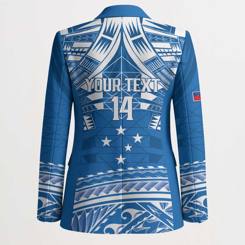 Toa Samoa Rugby Custom Blazer Uso aso uma Samoan Pattern Blue - Polynesian Pride