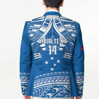 Toa Samoa Rugby Custom Blazer Uso aso uma Samoan Pattern Blue - Polynesian Pride