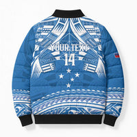 Toa Samoa Rugby Custom Bomber Puffer Jacket Uso aso uma Samoan Pattern Blue - Polynesian Pride
