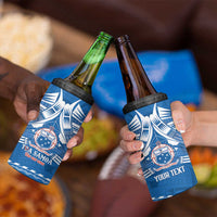 Toa Samoa Rugby Custom 4 in 1 Can Cooler Tumbler Uso aso uma Samoan Pattern Blue - Polynesian Pride