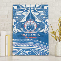 Toa Samoa Rugby Custom Canvas Wall Art Uso aso uma Samoan Pattern Blue - Polynesian Pride