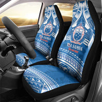 Toa Samoa Rugby Custom Car Seat Cover Uso aso uma Samoan Pattern Blue - Polynesian Pride