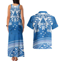Toa Samoa Rugby Custom Couples Matching Tank Maxi Dress and Hawaiian Shirt Uso aso uma Samoan Pattern Blue - Polynesian Pride