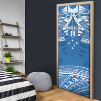 Toa Samoa Rugby Custom Door Cover Uso aso uma Samoan Pattern Blue - Polynesian Pride