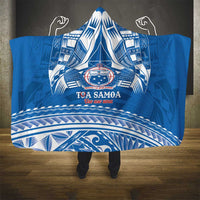 Toa Samoa Rugby Custom Hooded Blanket Uso aso uma Samoan Pattern Blue - Polynesian Pride